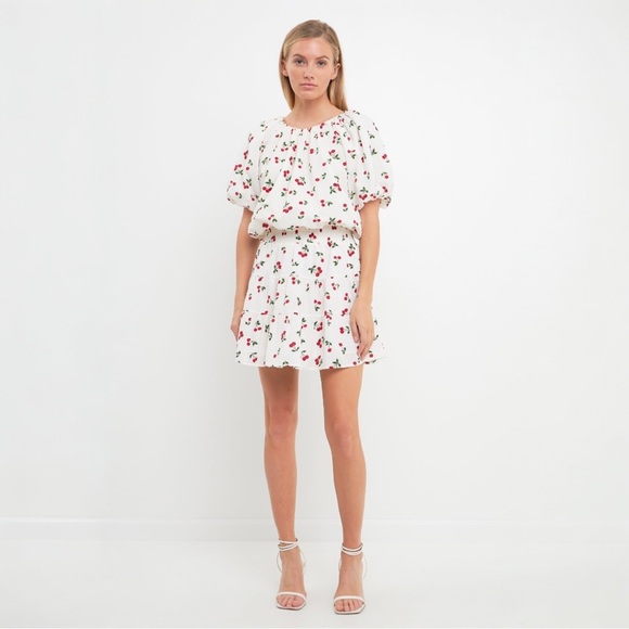 ENGLISH FACTORY Cherry Print Mini Skirt - Picture 3 of 11